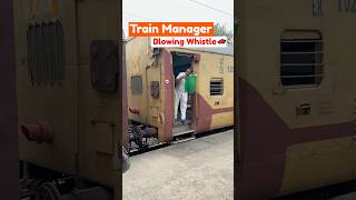 Train Manager Blowing Whistle with Green flag Exchange 👮‍♂️🏁 shortvideo shots [upl. by Theresa]