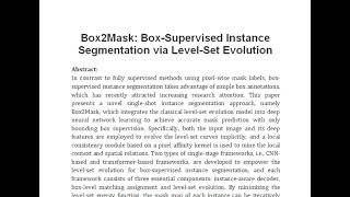 Box2Mask Box Supervised Instance Segmentation via Level Set Evolution [upl. by Ginger]