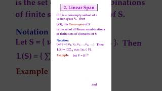 Linearly Dependent and Independent vectors Linear Algebra shorts maths linearalgebra vectorspace [upl. by Jaclin]