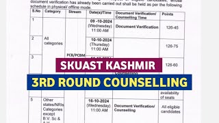 SKUAST KASHMIR UG 3RD ROUND COUNSELLING NOTIFICATION [upl. by Gayelord943]