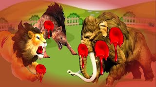 African Elephant Vs 2 Giant Tigers Lion Attack Cow 3 Buffalo Saved by Woolly Mammoth Vs Tiger Bull [upl. by Plafker]