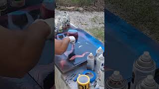 Spray Paint Art Tentacle Creature in Space spraypaintart sprayart learningvideos happysouls [upl. by Bueschel]