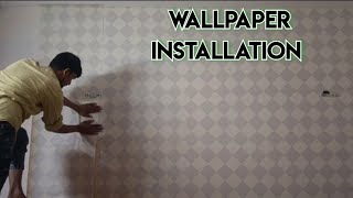 New Design Wallpaper Fixing At Home   10 × 10 Ki Diwar Decoration   How To Decor Bedroom Walls [upl. by Ky]