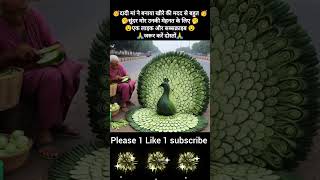 🥱 देखो दादी मां ने बनाया कितना प्यारा मोर 🥱 shorts peacock moor cucumber motivation [upl. by Binette182]