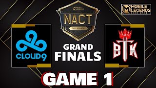 CLOUD 9 vs BTK  Game 1  NACT Fall Season 2024  GRAND FINALS [upl. by Sibby]