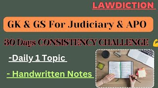 GK and Gs for Judiciary and APO  30 Days CONSISTENCY CHALLENGE [upl. by Lissy585]