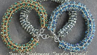 Tubular netted crystal bracelet tutorial [upl. by Enawyd389]