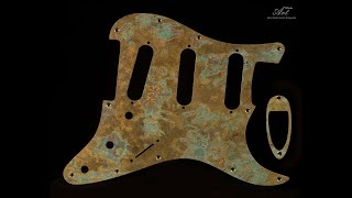 Stratocaster Pickguard Heavy Relic Brass Green Patina [upl. by Aliahs]