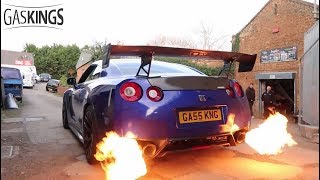 Nissan GTR R35 X Fi Exhaust  LOUDEST GTR EXHAUST EVER 100FT FLAMES [upl. by Lepper]