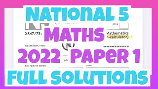 2022 National 5 Maths Paper 1 Full Solutions [upl. by Barimah]