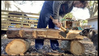 How to layout a log for hewing and the Gransfors Bruk 1900 Broad Axe [upl. by Nolyad]