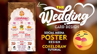 Wedding Card Design in CorelDraw  Wedding Invitation Card Design  Invitation Card Design [upl. by Airamak]