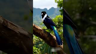 A beautiful magpie perched on a low branchamazing to see birds trending nature short [upl. by Sucram]