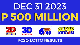 Lotto Result December 31 2023 9pm PCSO [upl. by Marigolde695]