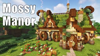 Minecraft Mossy Manor House tutorial  Fantasy Moss Cottage build [upl. by Elwin]