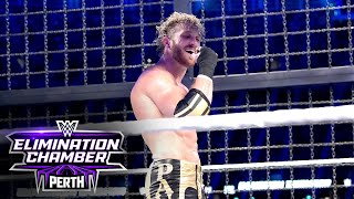 Logan Paul knocks out Randy Orton with brass knuckles WWE Elimination Chamber 2024 highlights [upl. by Eniamret979]