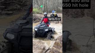 Highlifter 850 and XMR 650 hit hole polaris canam [upl. by Mahgem895]