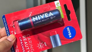 Nivea Lip Caring Beauty Red Lip Balm With SPF 30  Review [upl. by Tate]