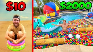 10 vs 2000 Pool Parties BUDGET CHALLENGE [upl. by Brittnee266]