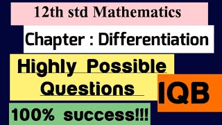 12th HSC Maharashtra board exam 2025chapter 2 differentiationquestion paperbankiqbpractice [upl. by Yuk733]