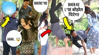 Popping balloon 🎈  गुब्बारा चटकाना  prank on cute girls 🤣 epic reaction  balloon prank  Prank [upl. by Nilyahs813]