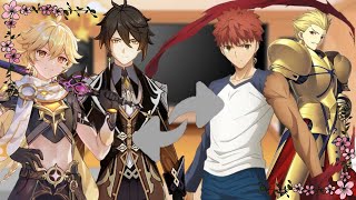 Genshin react Aether e Zhongli as Shirou Emiya e Gilgamesh [upl. by Willi]