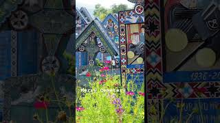 A place where you can laugh at death itselfMerry Cemetery in Romaniafunnytombstoneexplore [upl. by Nywrad244]