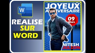 CARTE DANNIVERSAIRE Sur WORD  DESIGN 2023 [upl. by Licec35]