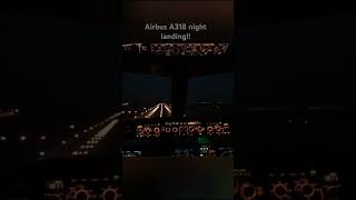 Airbus A318 night landing cockpit view [upl. by Ansilma210]