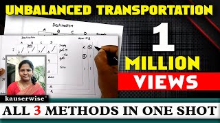 Unbalanced Transportation ProblemNorthwestLeast costVAMWith Simple Procedure by kauserwise [upl. by Grannias]