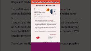 Application for New ATM Card  Letter Writing  Application Writing for ATM Card atmcard [upl. by Okemak]