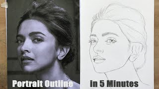 Perfect Portrait Outline in 5 Minutes  HOW TO DRAW FACE  Basic Proportion for Beginners [upl. by Narruc]