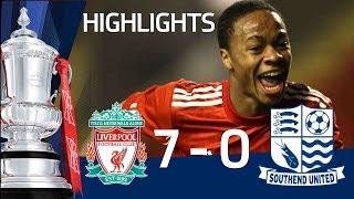 Raheem Sterling scores 5 goals  Liverpool 90 Southend official Youth Cup highlights [upl. by Sparky]