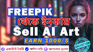 Earn Money With AI Photo Selling  Sell AI art on Freepik  Become a Freepik Contributor 2024 [upl. by Deeann]