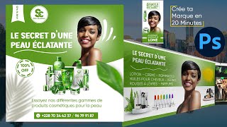 Comment créer un flyer packaging Photoshop  Formation complète pour débutant [upl. by Ainolopa]