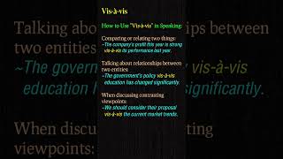 Visàvis  Meaning amp Usage in Speaking  English Speaking Made Easy vocabularybuilding vocabulary [upl. by Etra]