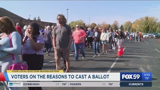 Hoosiers waiting in long lines to cast their early votes ahead of Election Day [upl. by Medovich581]