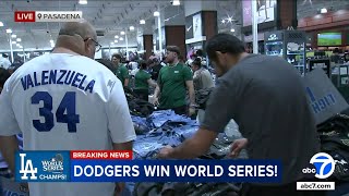 Fans line up to grab World Series championship merch after Dodgers win [upl. by Aelegna]