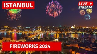 Live Fireworks New Year’s Eve 2024 in Istanbul Walking Tour  HDR 4k 60fps [upl. by Nauqahs]