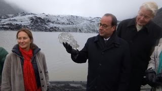 COP21Hollande sur le cercle arctique espère un accord ambitieux [upl. by Ellerret820]