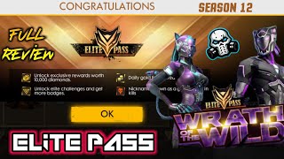 FREEFIRE ELITE PASS SEASON 12 FULL DETAILS amp HONEST REVIEW PRONATION  WRATH OF THE WILD 🔥🔥🔥 [upl. by Lyris]