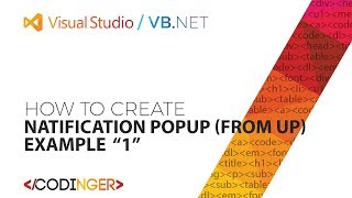 VB NET  Example 1  How to create Notification Popup window from up [upl. by Helas]