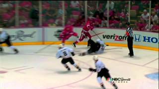 Justin Abdelkader gets 5 minute Major for hit on Toni Lydman May 4 2013 [upl. by Helbonnah]