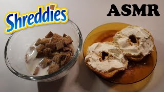 SHREDDIES amp EVERYTHING BAGEL WITH CREAM CHEESE ASMR MUKBANG [upl. by Eeliab]