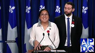 7 nov 2024  Point de presse du QS avec Mendez et Cliche Rivard [upl. by Schoenburg]