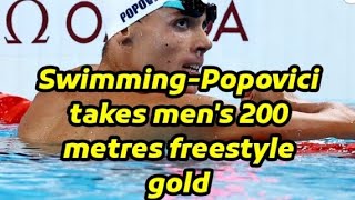 David Popovici claims mens 200m free Olympic title final at Paris Olympics 2024 [upl. by Blackington804]