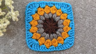 Crochet Sunburst Granny Square [upl. by Alliuqahs719]