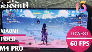 Xiaomi Poco M4 Pro Mediatek Helio G96 Test Game Genshin Impact Lowest 60 Fps MIUI 13 With Fps Meter [upl. by Nayrbo]