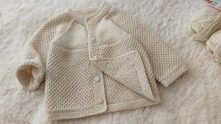 Can Hırka 💟 Unisex 1 year old child cardigan full tutorial with subtitles [upl. by Nnaitak121]