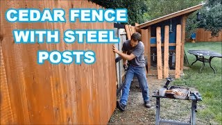 BEST WAY TO BUILD A CEDAR FENCE Wood with steel postsbrackets [upl. by Kessia916]